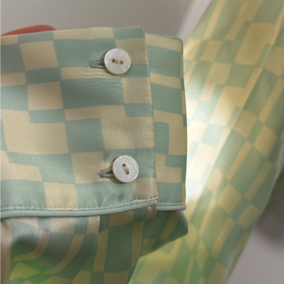 Club Monaco Green Silk Pajama Top - Picture 6 of 8